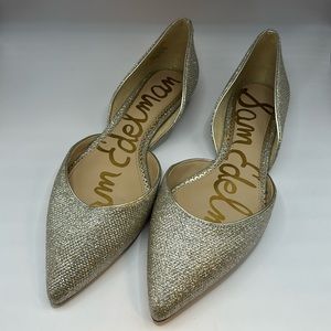 Sam Edelman Rodney D'Orsay gold glitter pointed flats women's size 8
